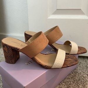 Neutral/Snake Skin Block Heel Sandal Size 8.5